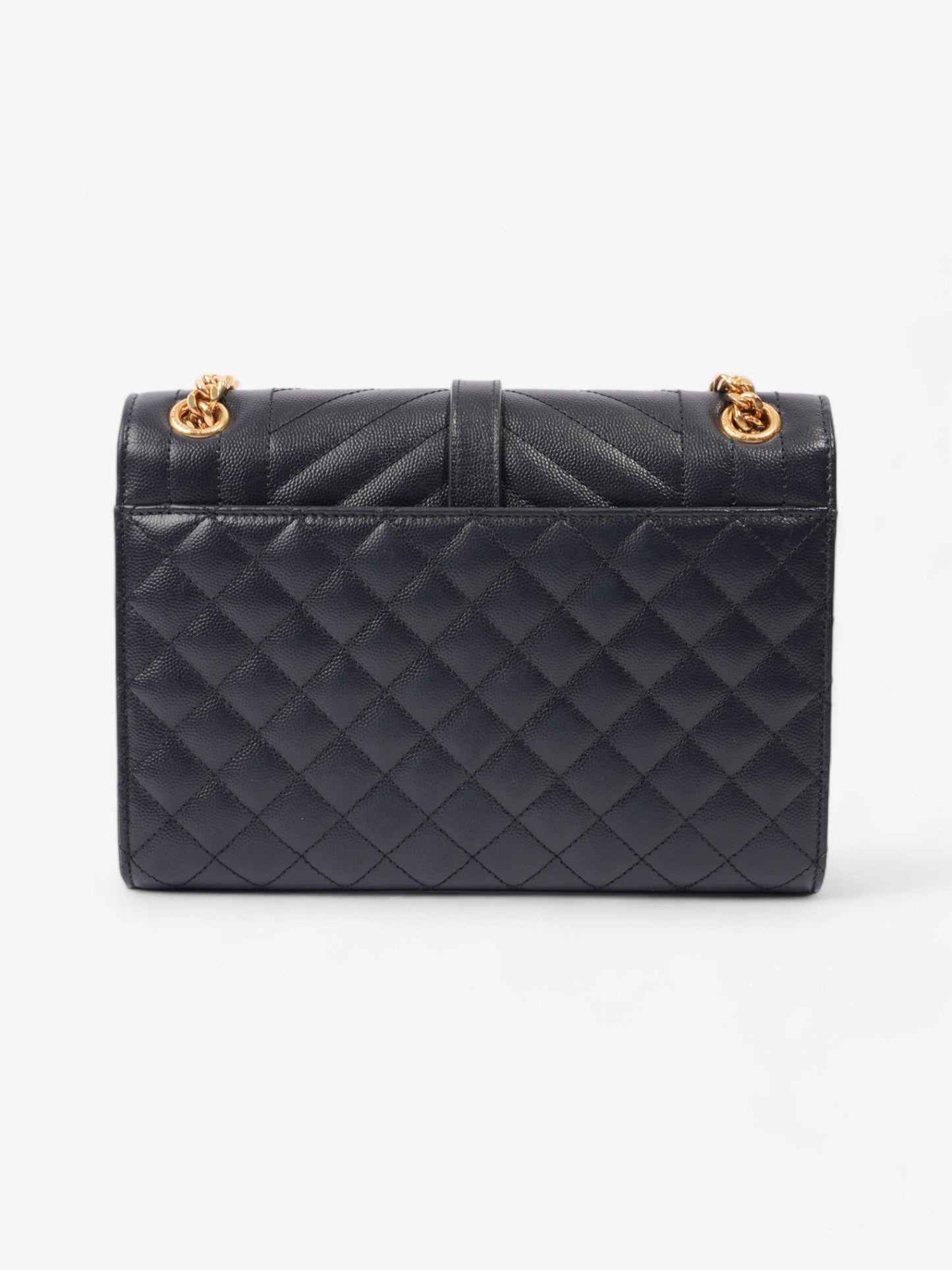Saint Laurent Envelope Navy Blue Grained Leather Medium