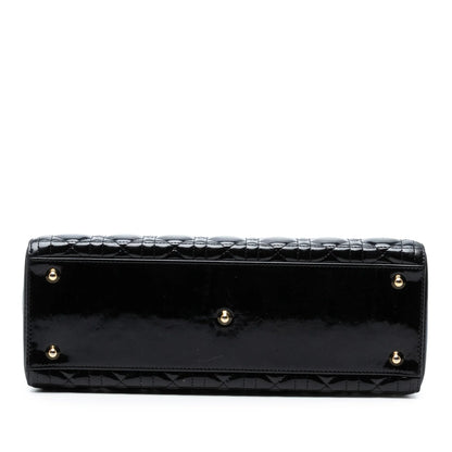 Black Dior Large Patent Cannage Lady Dior Satchel