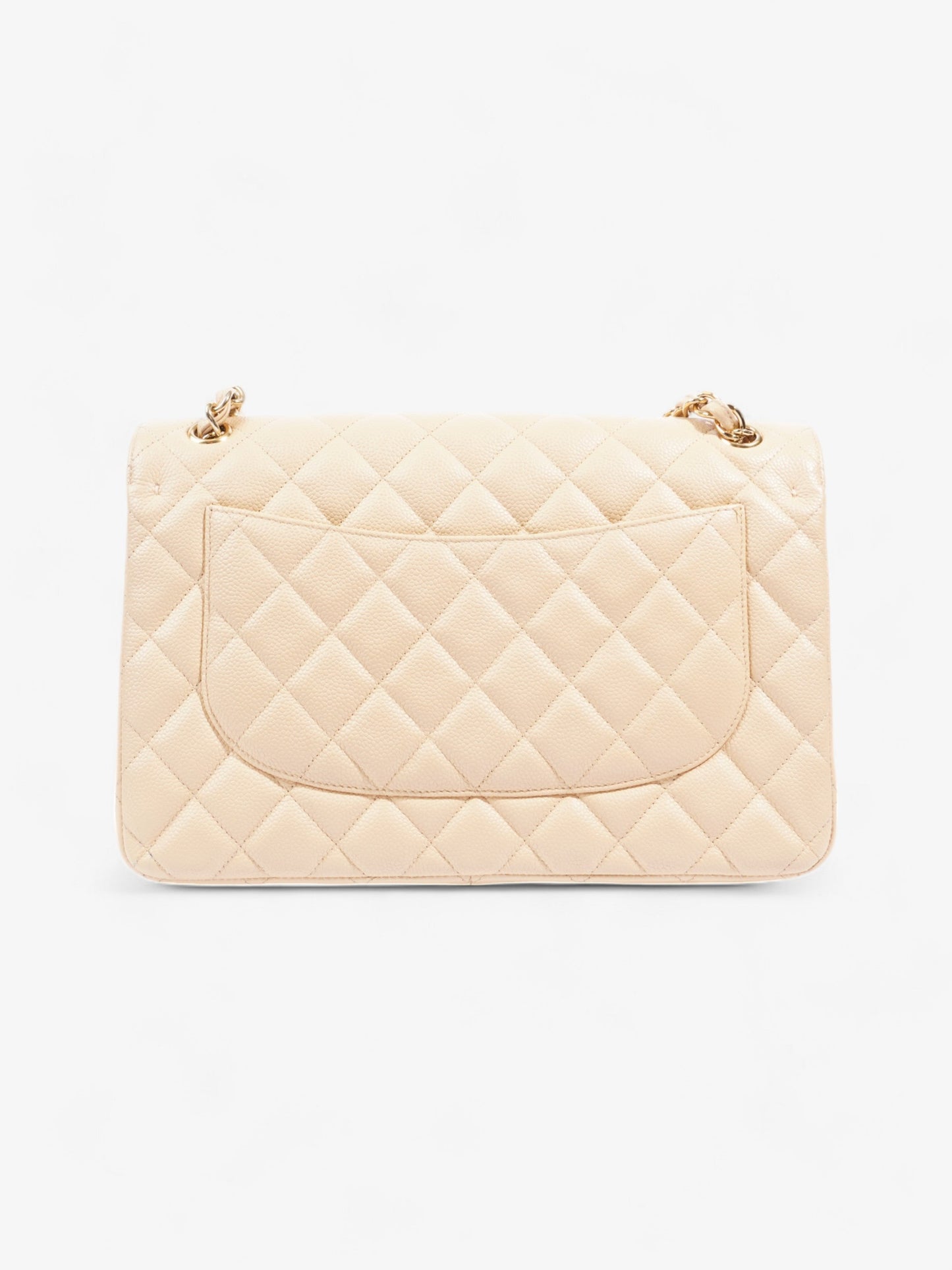 Chanel Classic Flap Beige Caviar Leather Jumbo