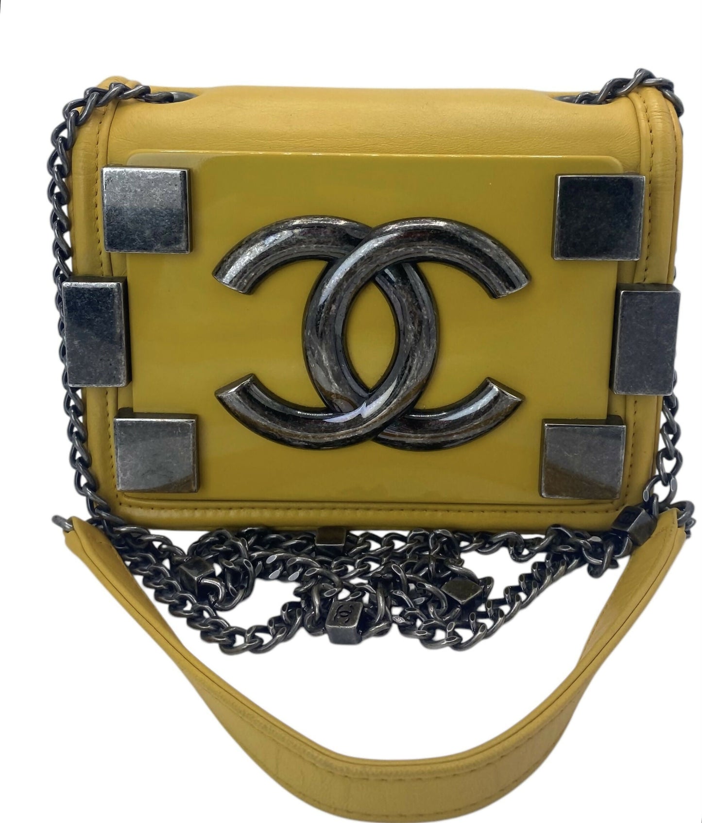 Chanel 13A Yellow Lambskin Boy Brick Lego Plexiglass Flap Bag