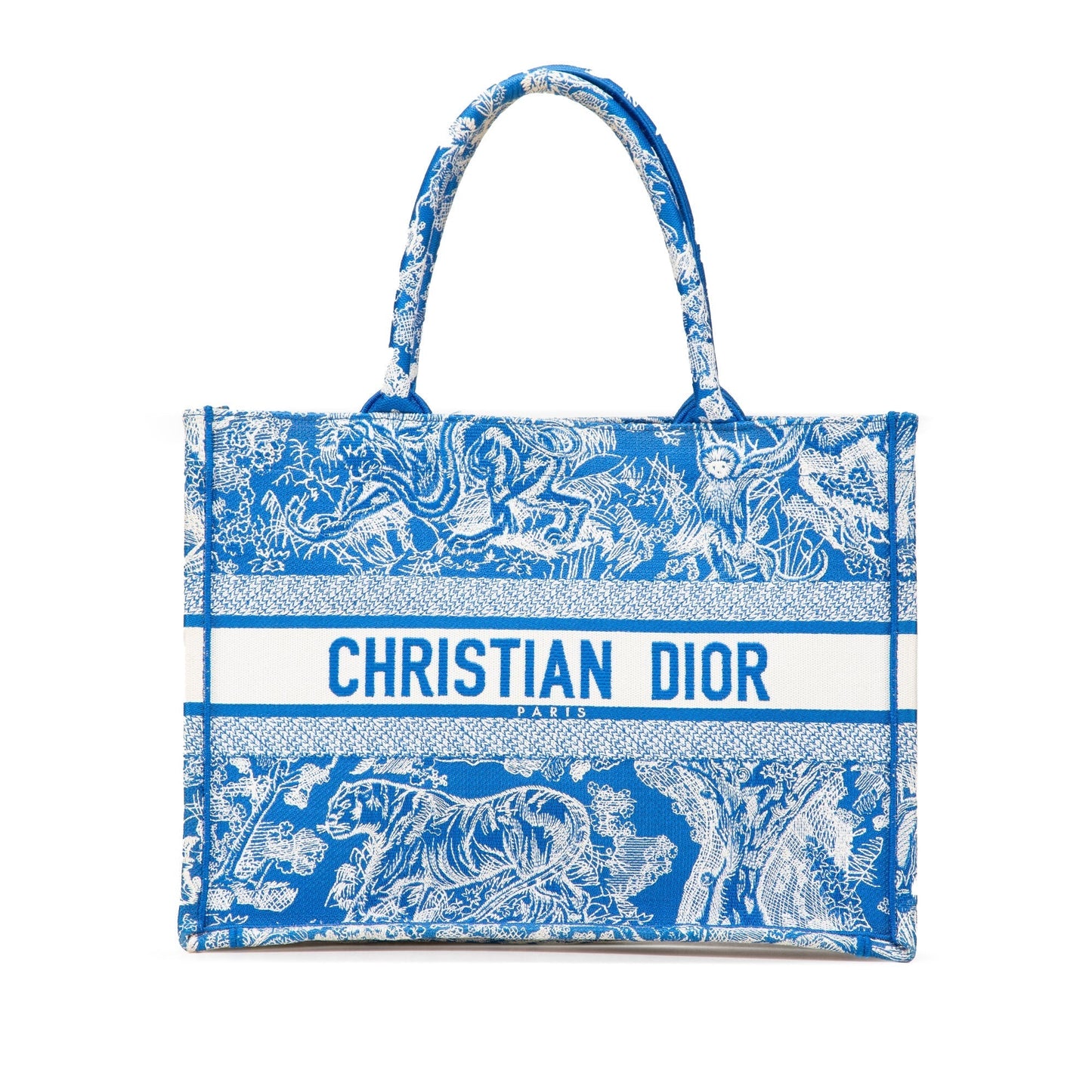 Blue Dior Medium Canvas Embroidered Dioriviera Toile De Jouy Book Tote