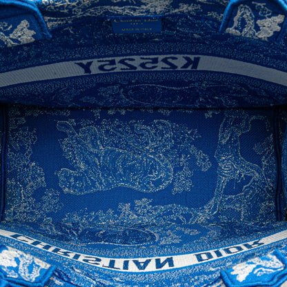 Blue Dior Medium Canvas Embroidered Dioriviera Toile De Jouy Book Tote