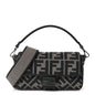 Fendi Wool Vitello King Houndstooth FF Embroidered Baguette Grigio Anthracite