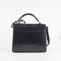 Saint Laurent Cassandre Mini Top Handle Croc Embossed Black