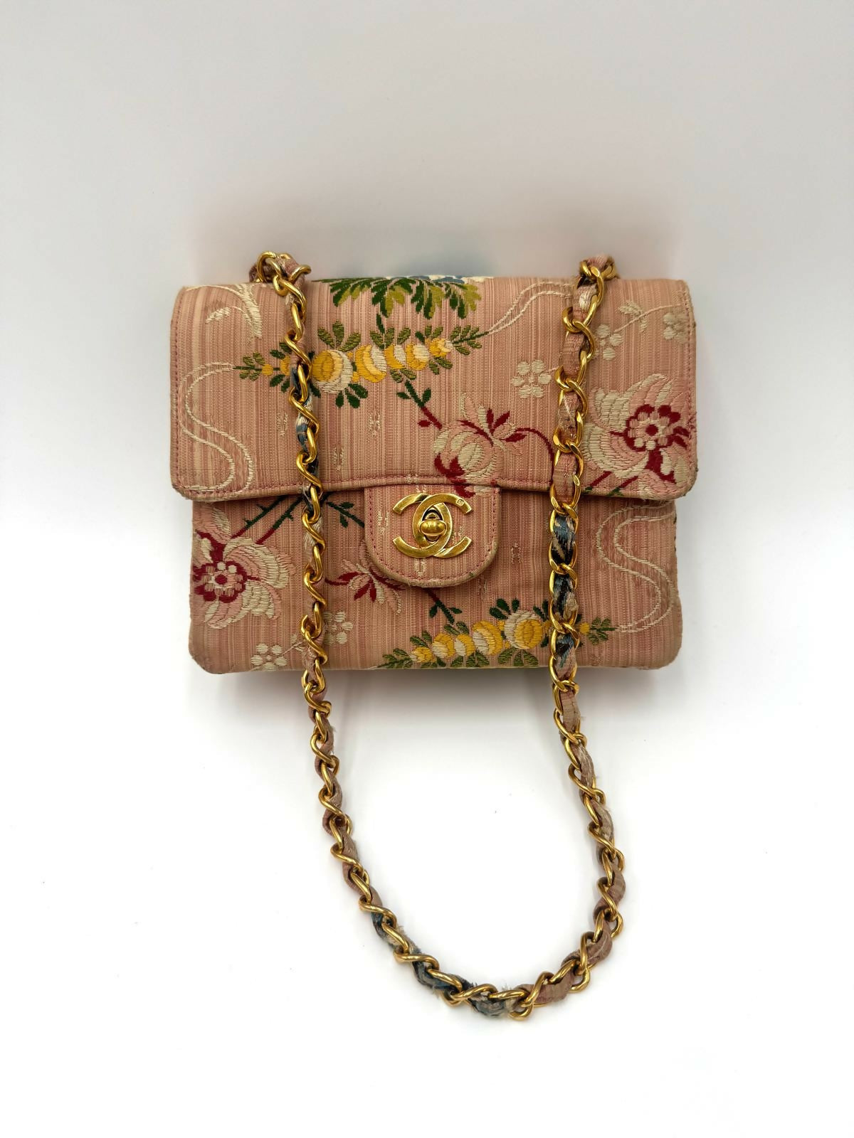 Chanel Pink Brocade Mini Square