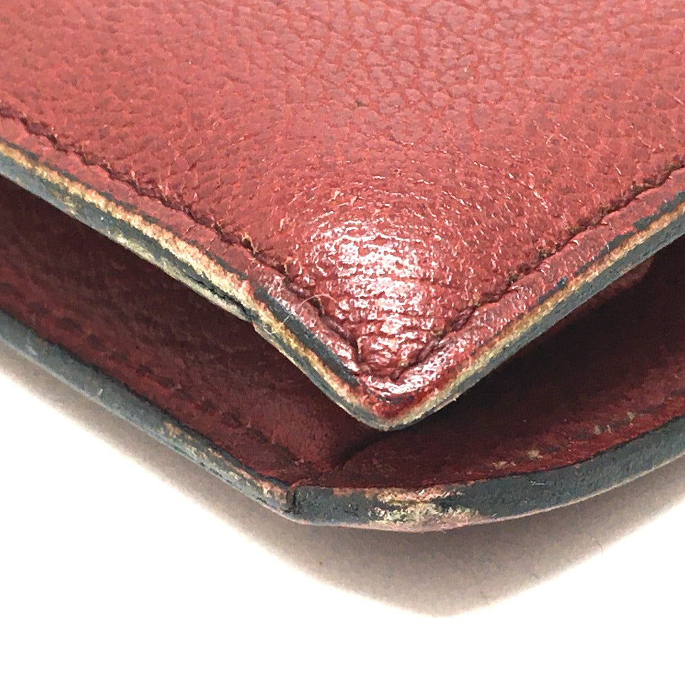 Christian Dior Shoulder Bag leather Red CDMetal Old Women