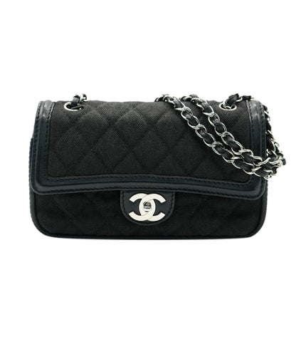 Chanel Flap Canvas Black Shoulder Bag