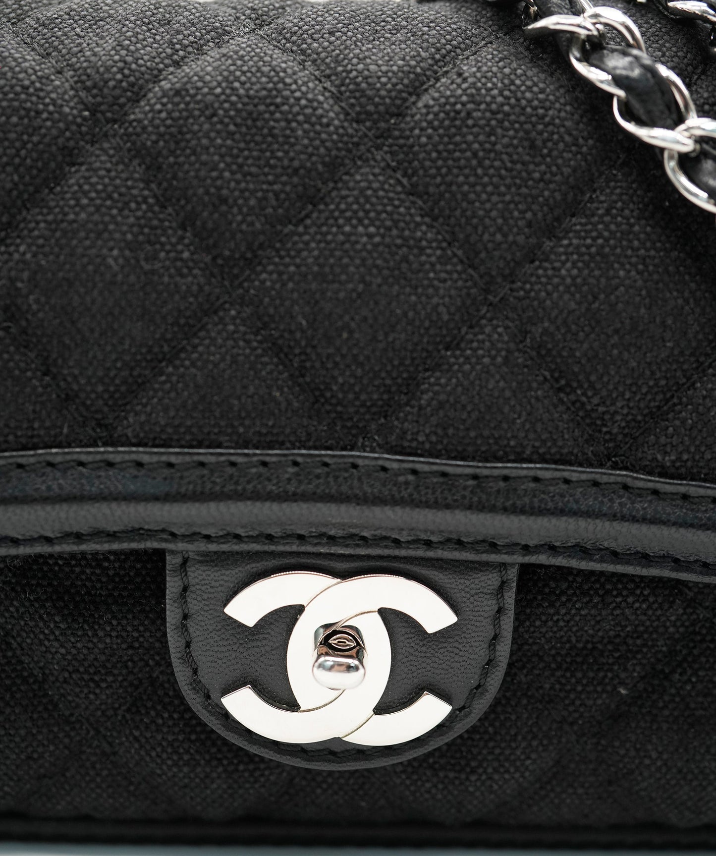 Chanel Flap Canvas Black Shoulder Bag