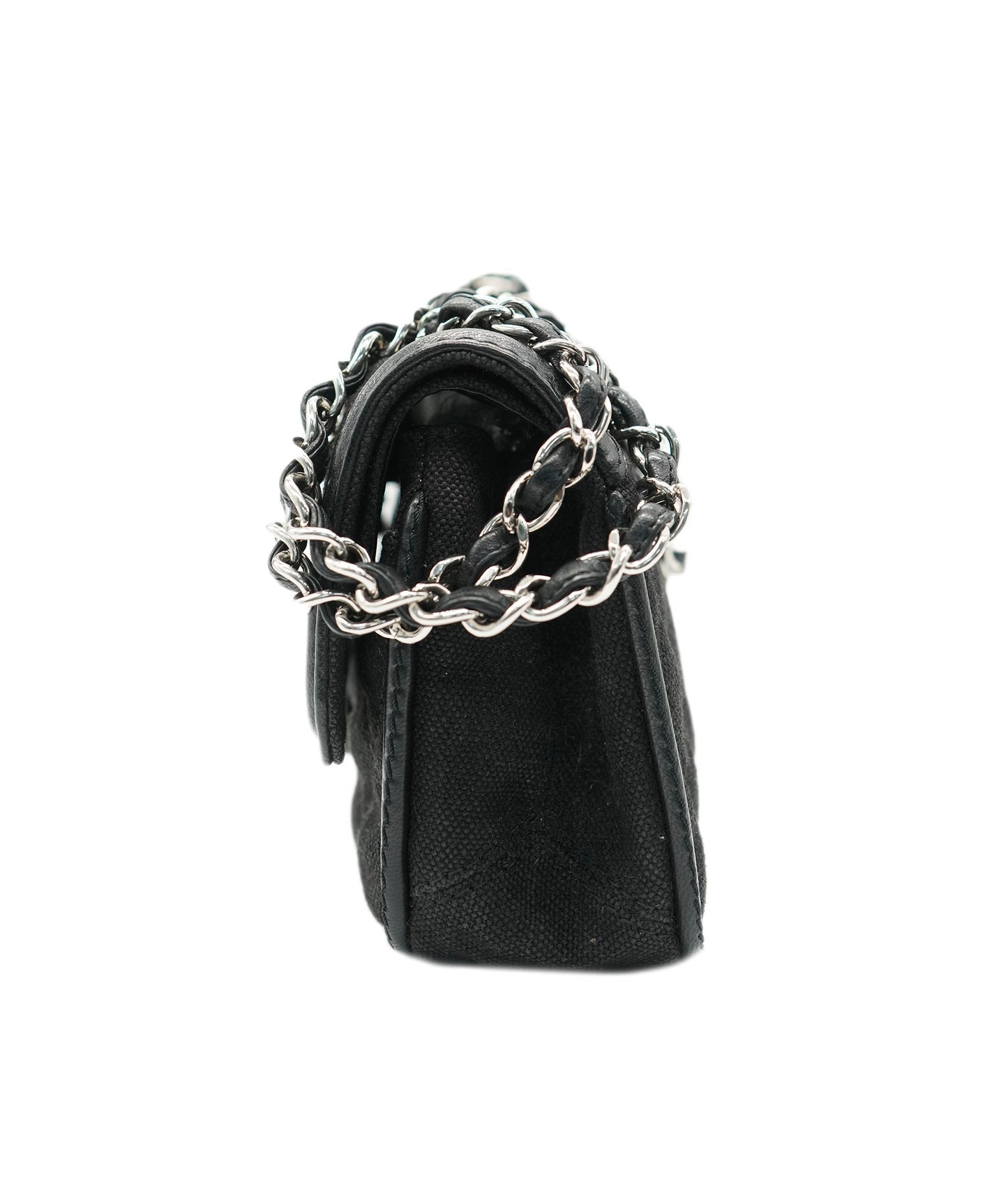 Chanel Flap Canvas Black Shoulder Bag