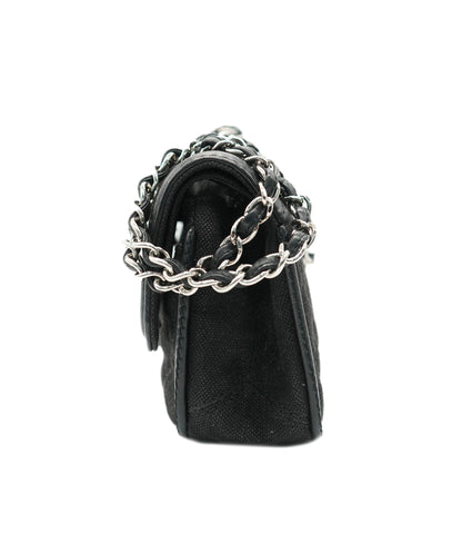 Chanel Flap Canvas Black Shoulder Bag