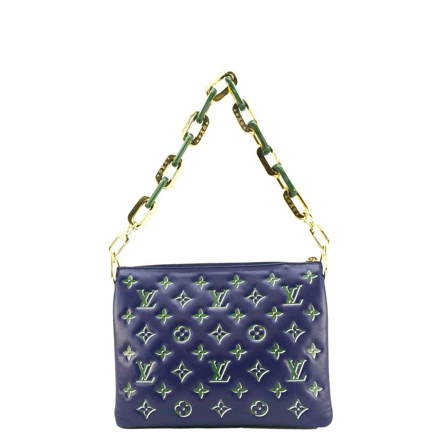 LOUIS VUITTON Coussin PM Monogram Embossed Leather Crossbody Bag Blue