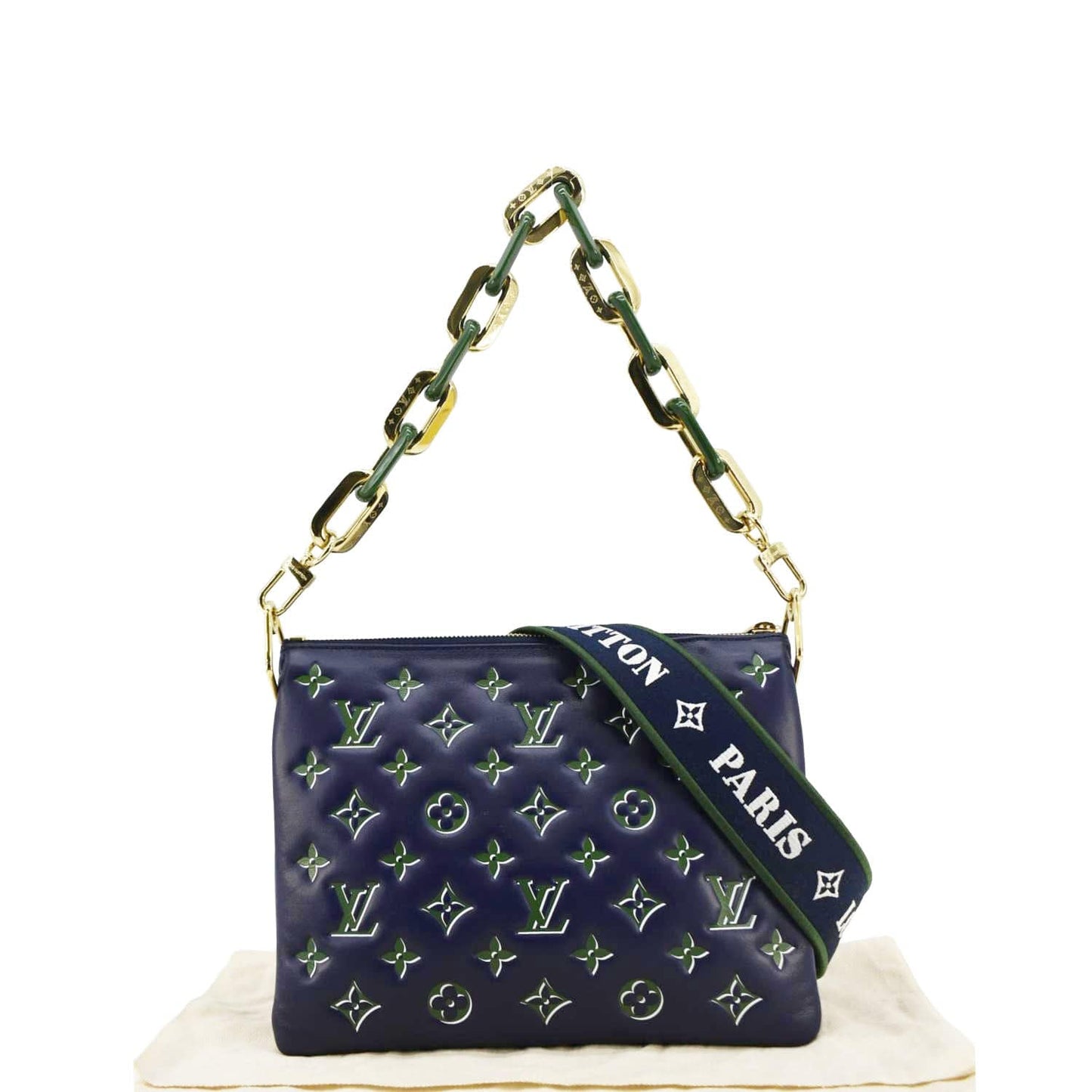 LOUIS VUITTON Coussin PM Monogram Embossed Leather Crossbody Bag Blue