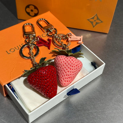 Strawberry LV Keychain Bag Charm