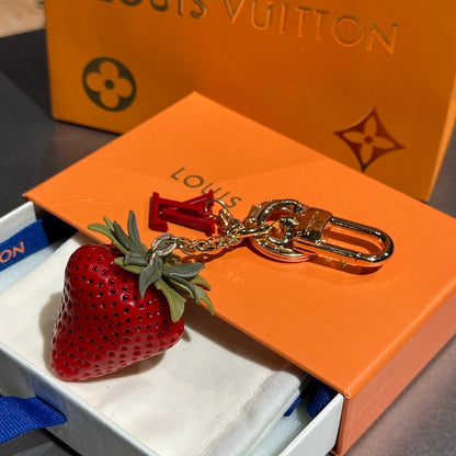Strawberry LV Keychain Bag Charm