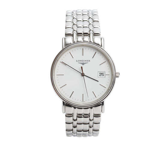 Longines Stainless Steel Presence grand Classic 33 MM Quartz Watch White Dial