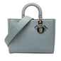 Blue Dior Large Grained Calfskin Lady Dior Satchel