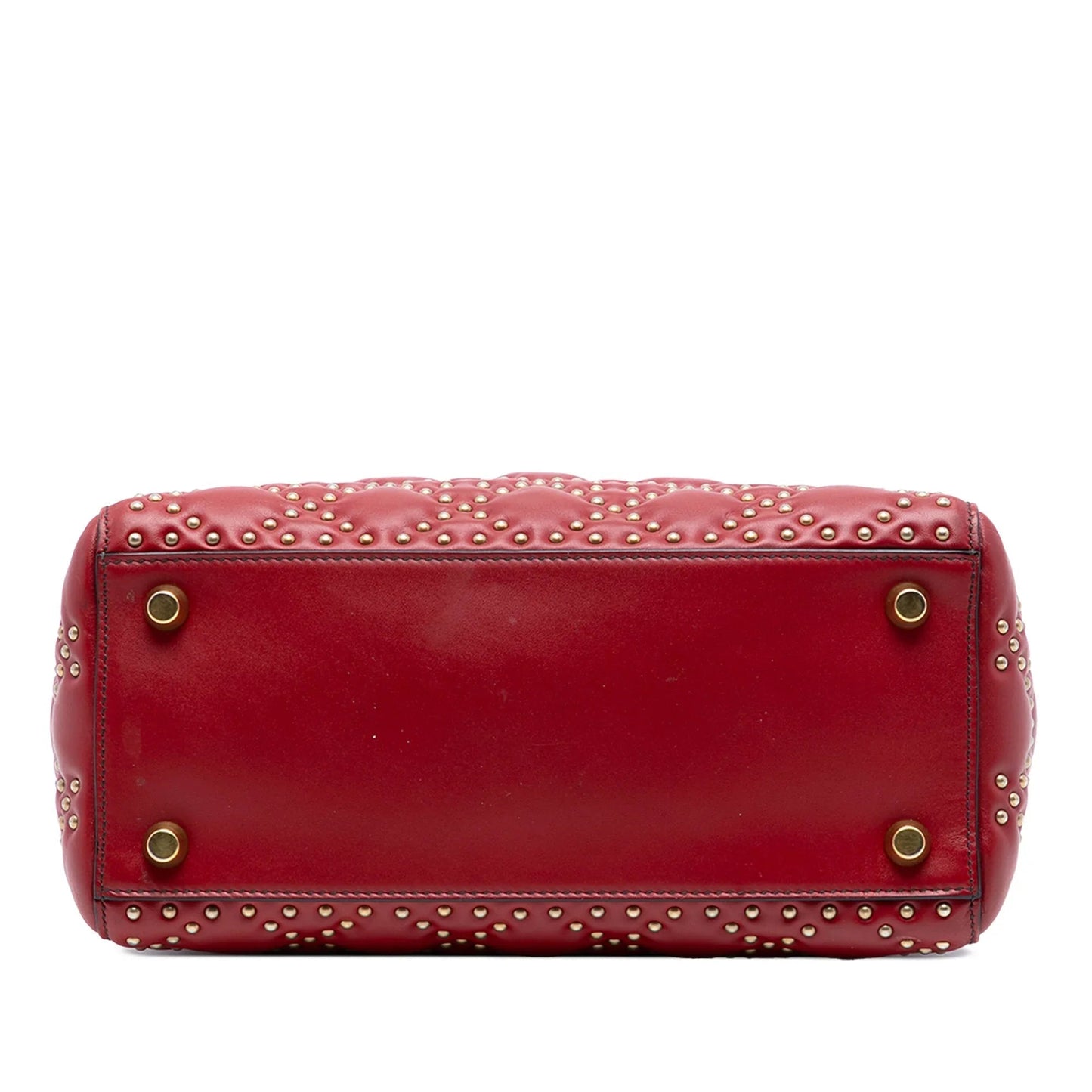 Red Dior Medium Studded Calfskin Lady Dior Handbag