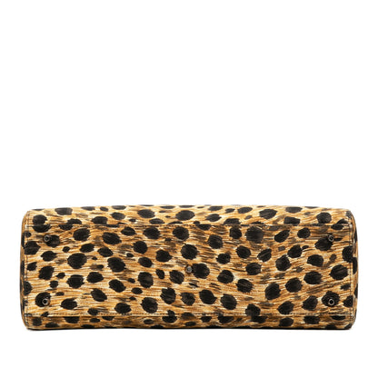 Brown Dior Large Canvas Leopard Print Lady Dior Satchel