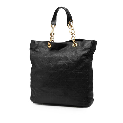 Black Dior Large Lambskin Cannage Lady Dior Soft Shopping Tote