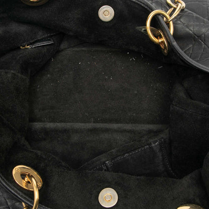 Black Dior Large Lambskin Cannage Lady Dior Soft Shopping Tote