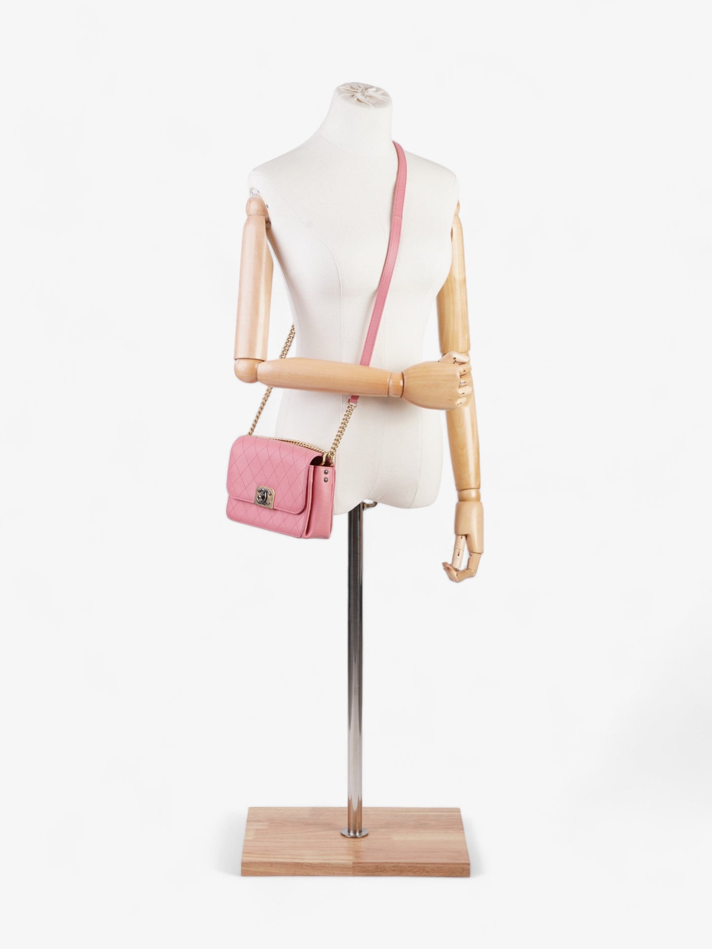 Chanel Quilted Crossbody Bag Pink Calfskin Leather