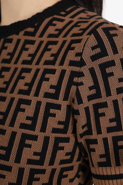 Fendi Brown Zucca Monogram Sweater Size 36