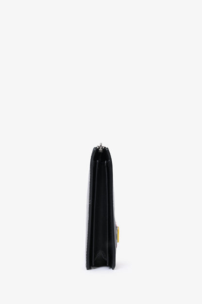 Fendi Black/Yellow Leather Logo 'Think Fendi' Pouch