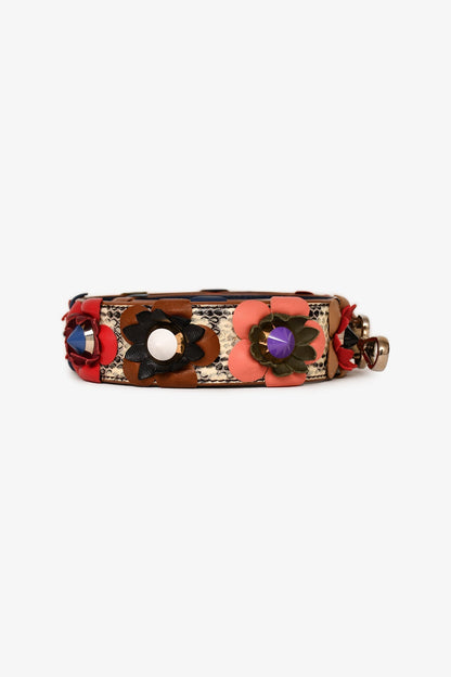 Fendi Leather Multicolour Floral Studded Strap