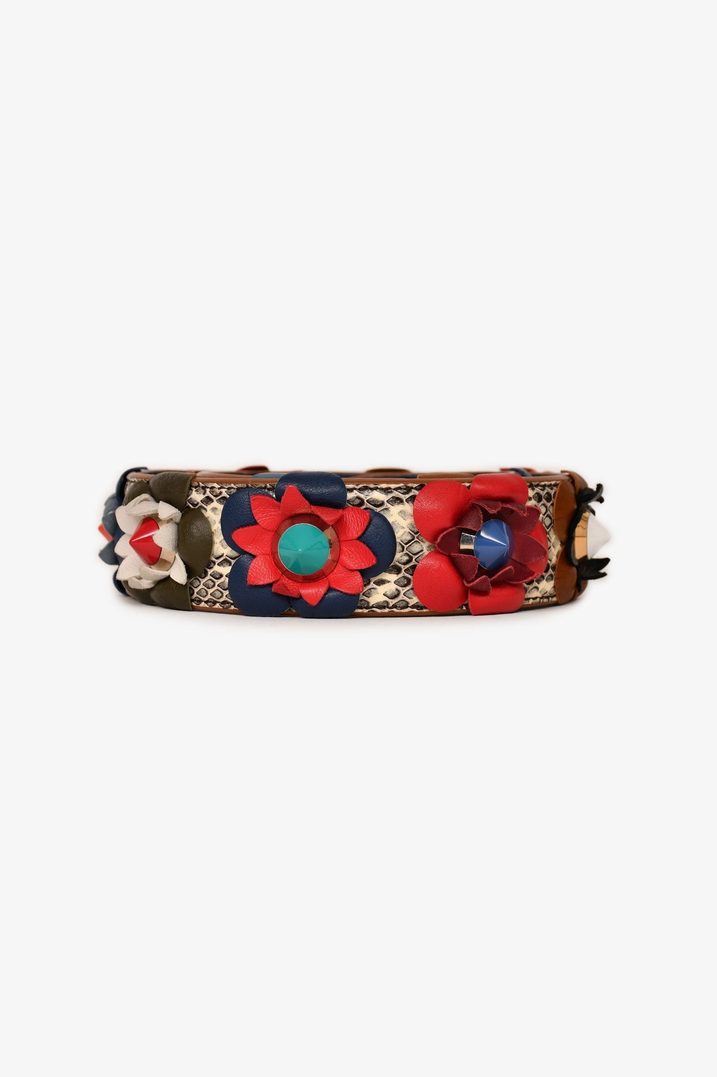 Fendi Leather Multicolour Floral Studded Strap