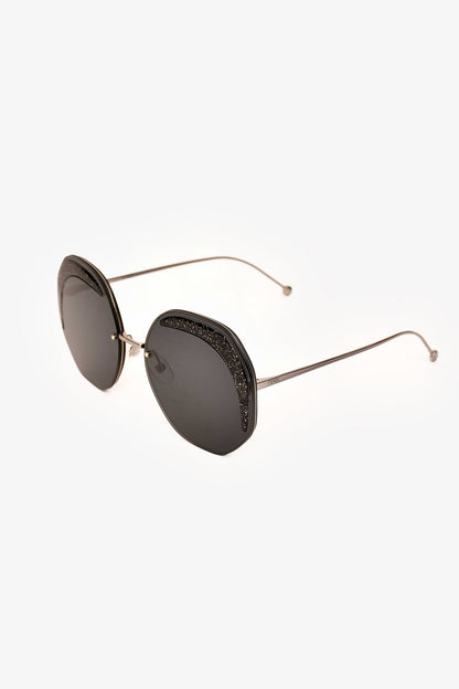 Fendi Black/Silver Tone Glitter Octangular Sunglasses