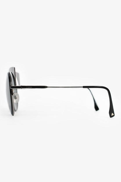Fendi Black Squared Mirrored Sunglasses