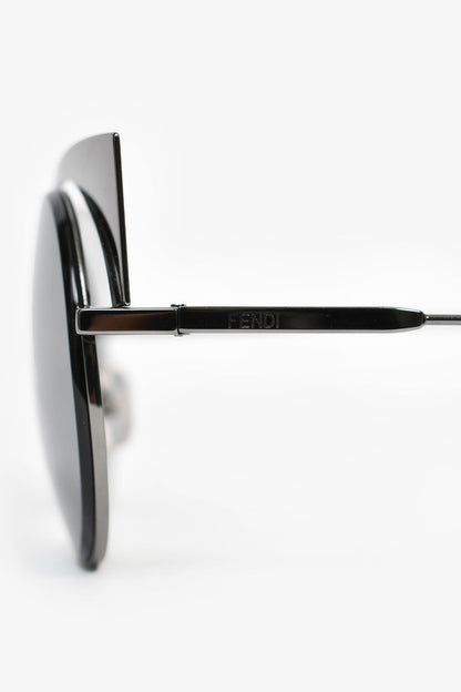 Fendi Black Squared Mirrored Sunglasses