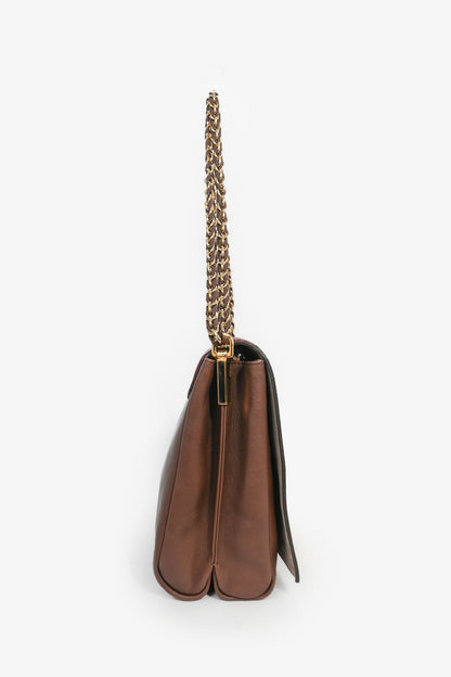 Fendi Brown/Red Leather 'Claudia' Shoulder Bag