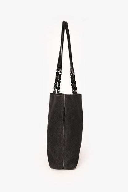 Christian Dior 2001 Grey Denim Maris Pearl Tote