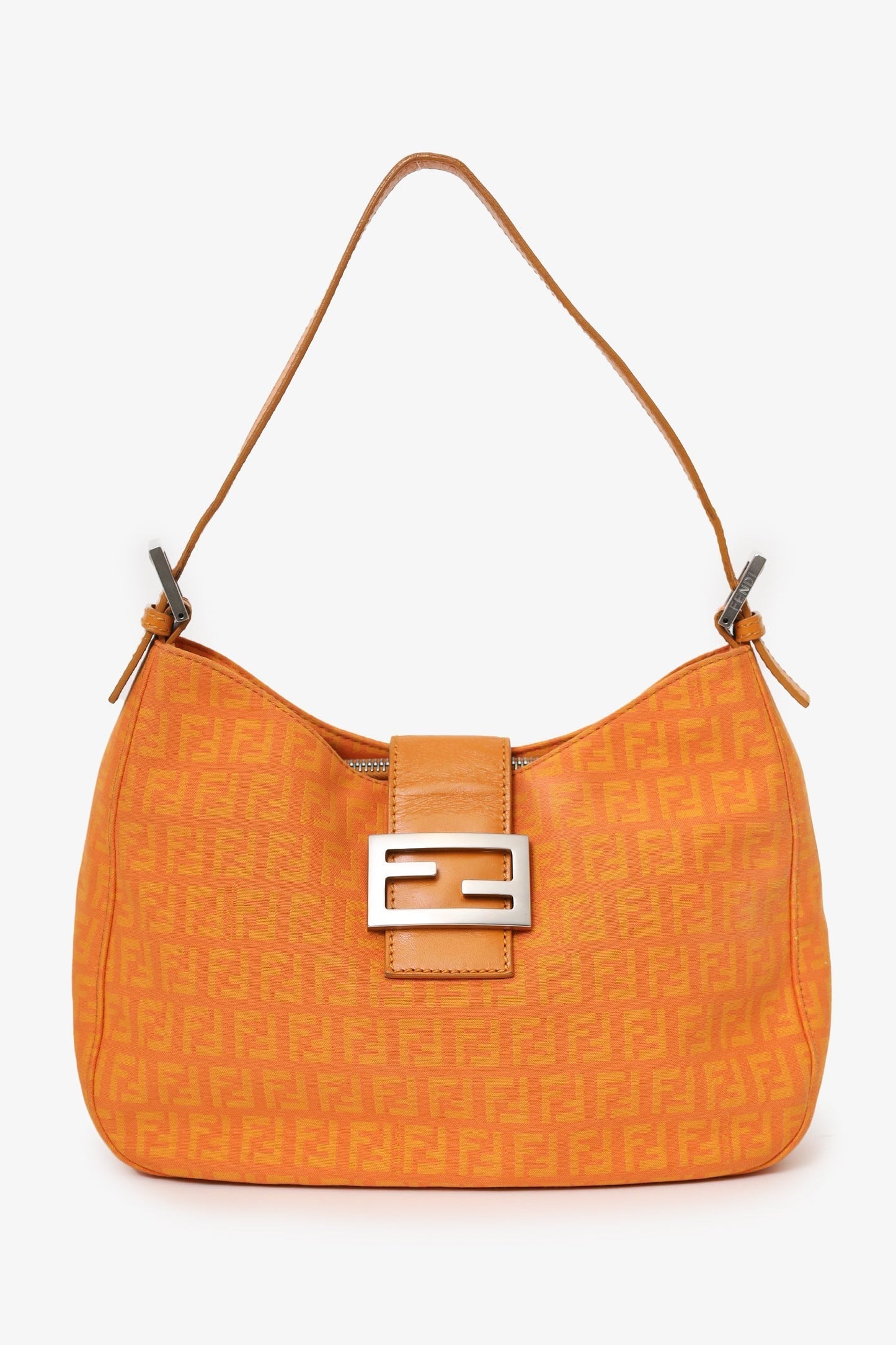 Fendi Orange FF Zucchini Canvas Baguette Shoulder Bag