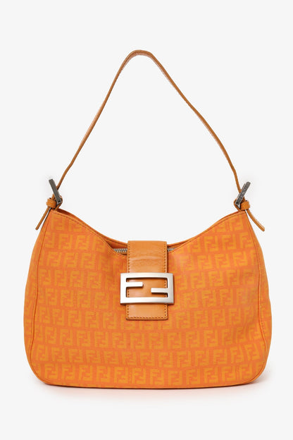 Fendi Orange FF Zucchini Canvas Baguette Shoulder Bag