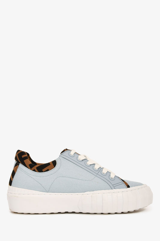 Fendi Blue Zucca FF Logo Canvas Sneakers Size 37