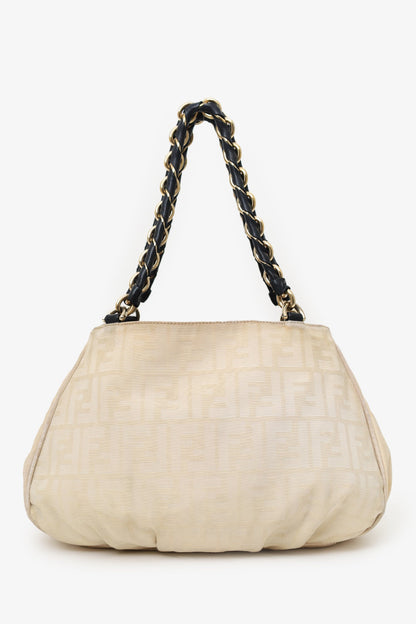 Fendi Beige FF Zucca Canvas Mia Chain Tote