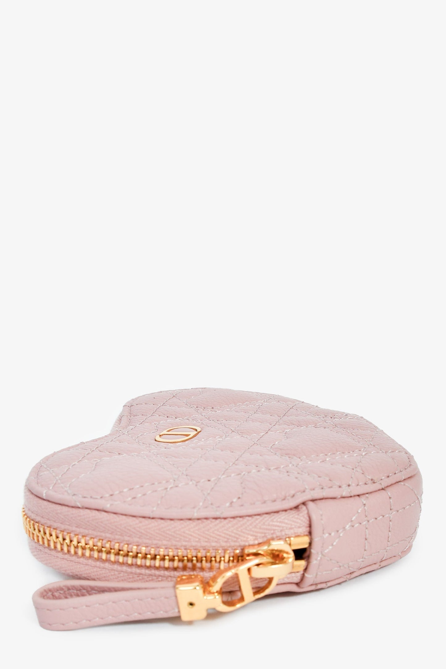 Christian Dior Pink Heart Cannage Caro Leather Heart Pouch On Chain
