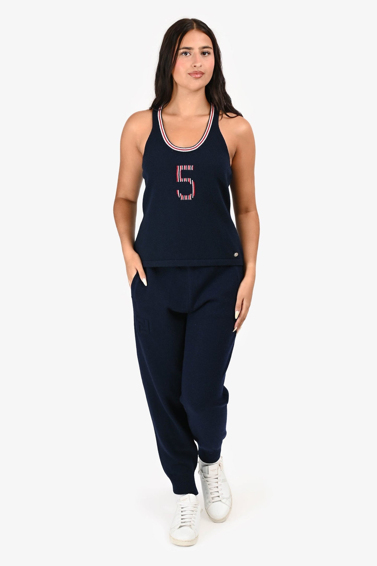 Fendi 2022 Navy Cashmere Sweatpants Size 42