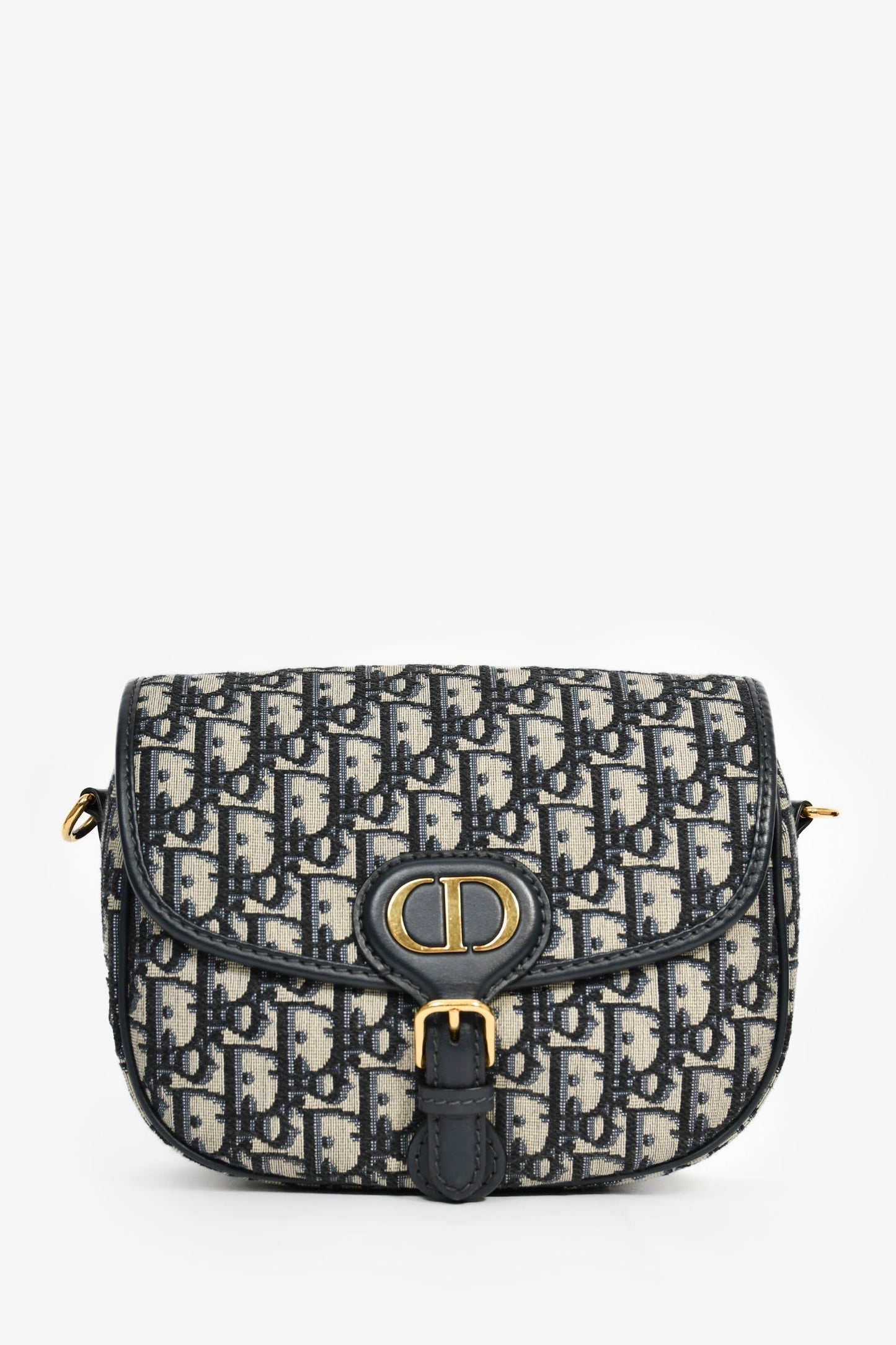 Christian Dior Navy Blue Oblique Jacquard Medium 'Bobby' Crossbody Bag