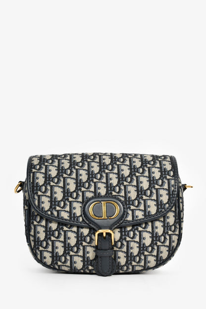 Christian Dior Navy Blue Oblique Jacquard Medium 'Bobby' Crossbody Bag