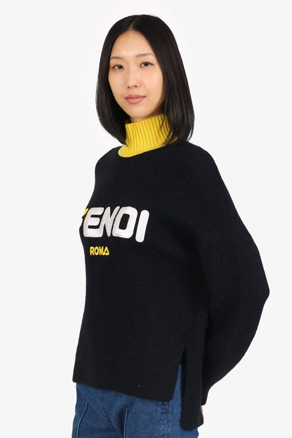 Fendi X Fila Black/Yellow Mohair Sweater Size 40