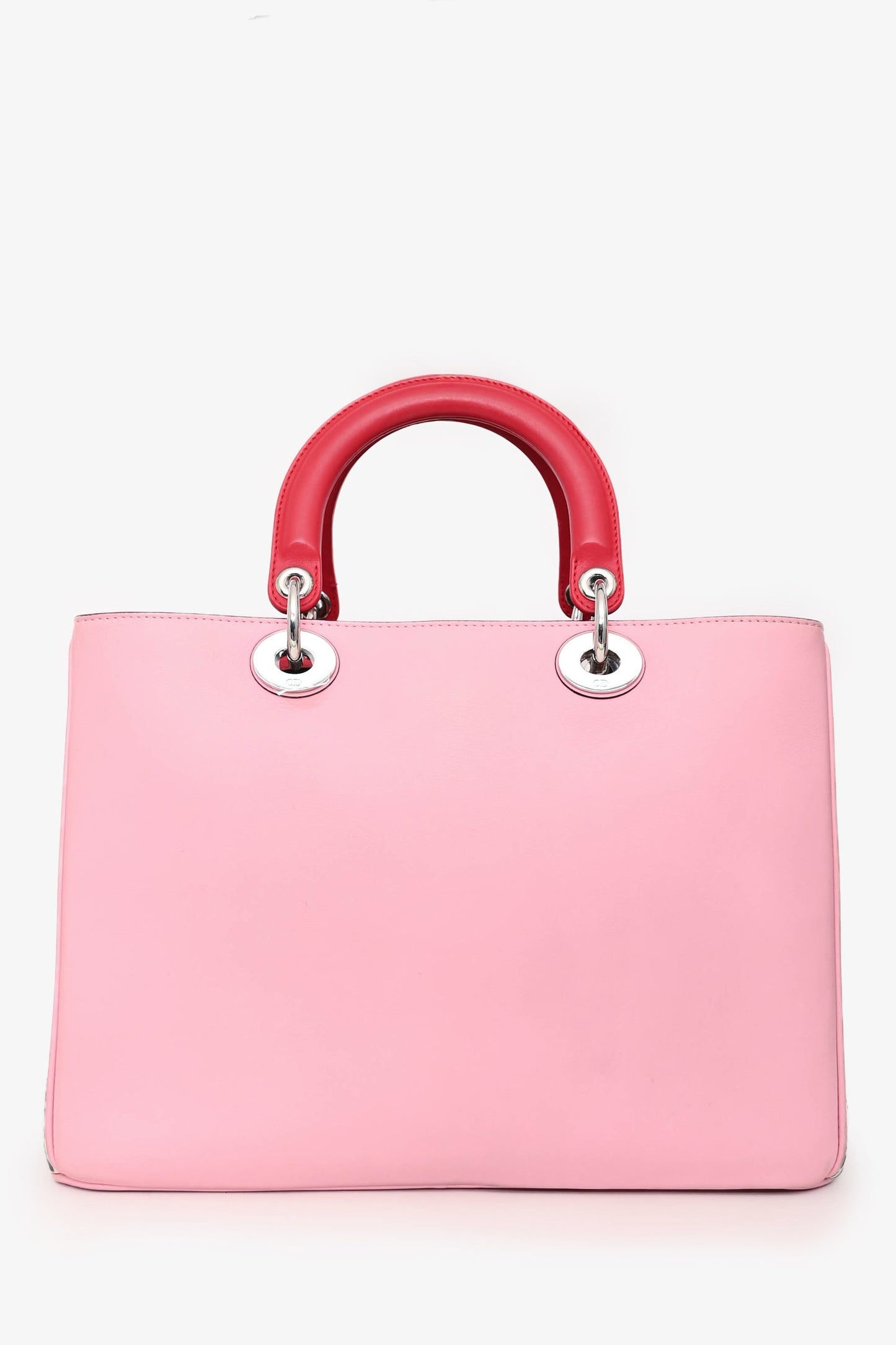 Christian Dior Pink Leather 'Diorissimo' Leather Tote With Strap And Pouch