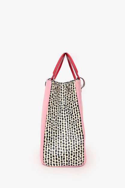 Christian Dior Pink Leather 'Diorissimo' Leather Tote With Strap And Pouch