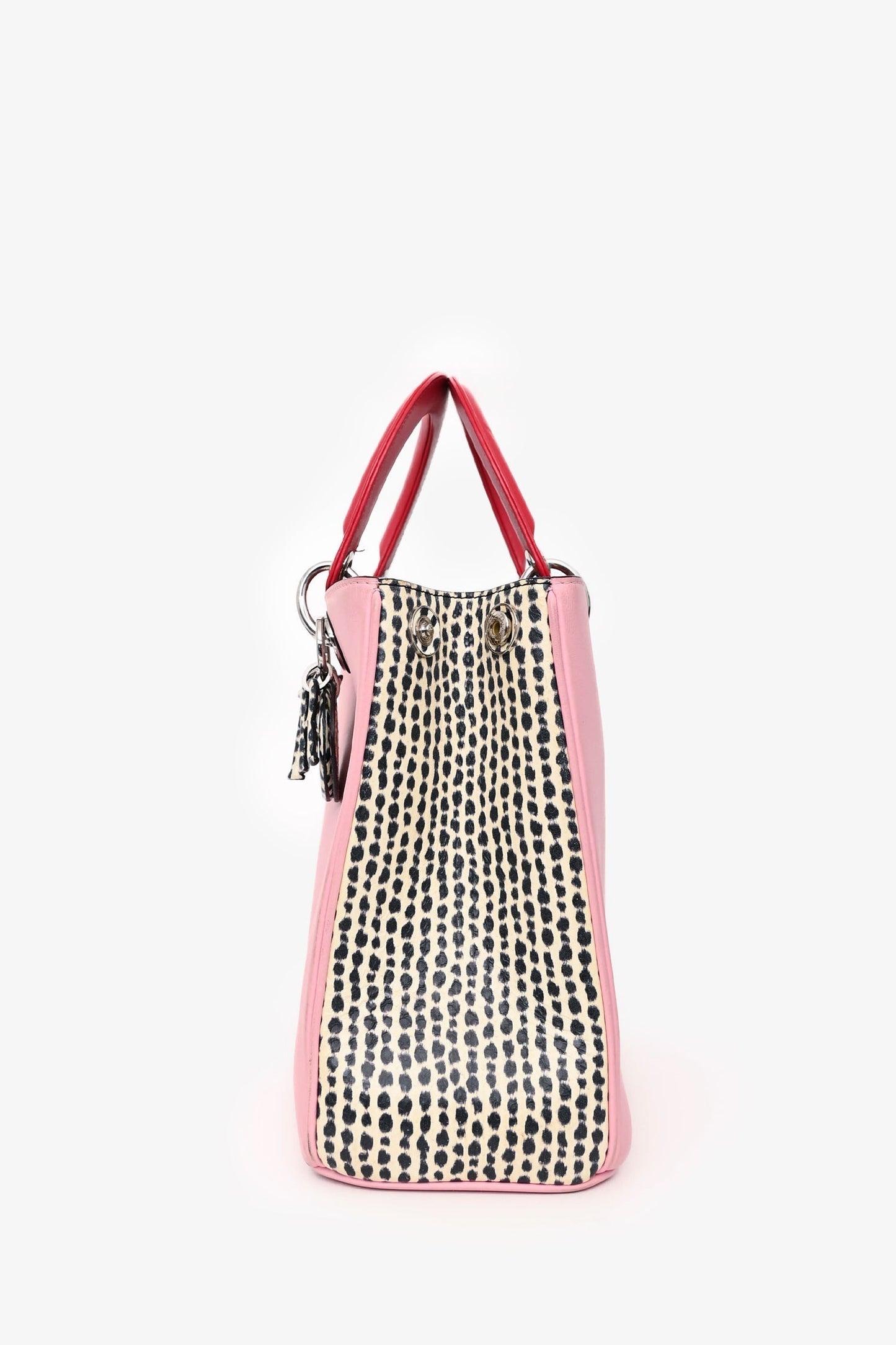 Christian Dior Pink Leather 'Diorissimo' Leather Tote With Strap And Pouch
