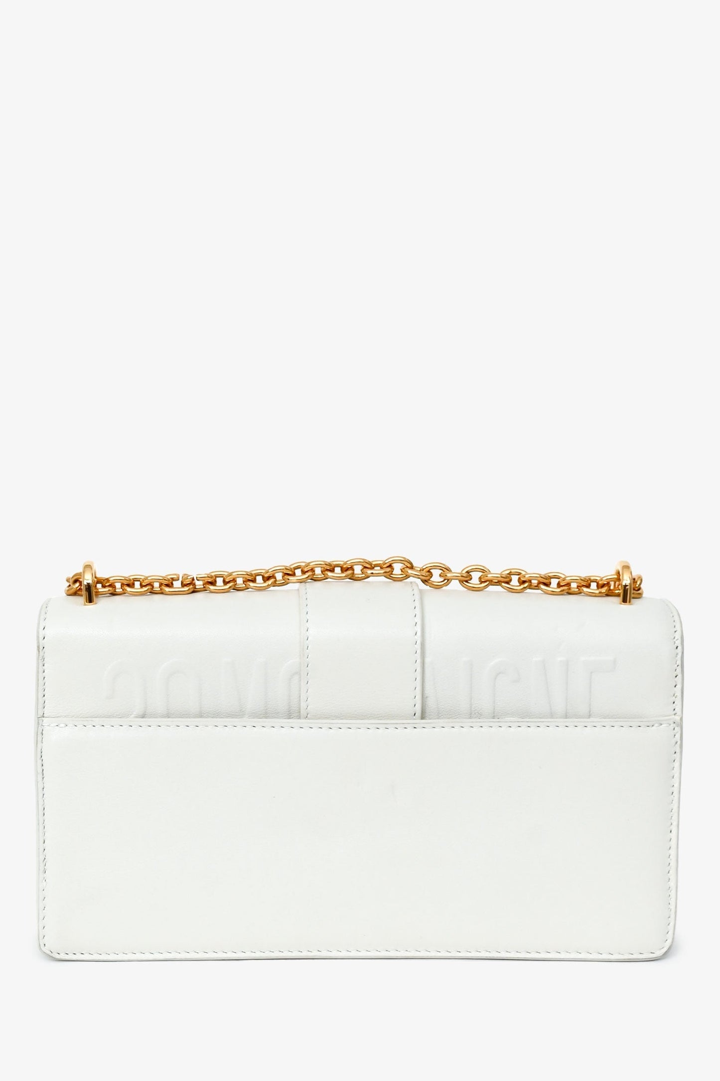 Christian Dior White Leather '30 Montaigne East-West' Crossbody Bag With Chain