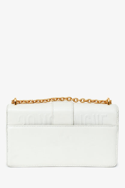 Christian Dior White Leather '30 Montaigne East-West' Crossbody Bag With Chain