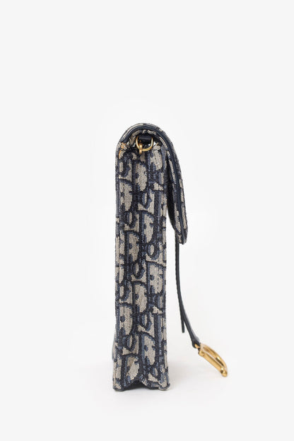 Christian Dior Blue Logo Saddle Pouch