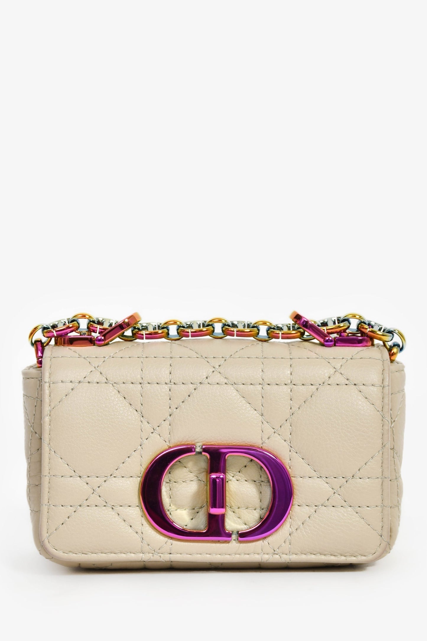 Christian Dior 2022 Grey Cannage Micro Caro Bag